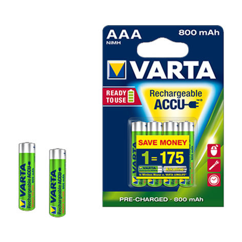 Pile rechargeable AAA - HR3 - 1,2V - Blister de 4 - 56703 - Varta - Mon  Habitat Electrique