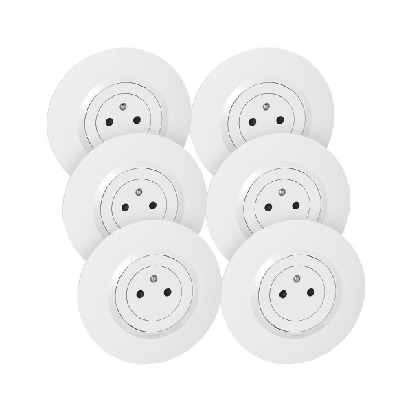 Lot de 6 prises de courant 2P+T Surface complet Dooxie Déco – Blanc – 300435 – Legrand