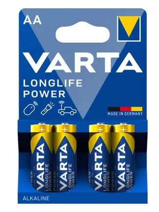 Pile alcaline LR06 - AA - 1,5V - Longlife Power - Blister de 4 - 4906 - Varta