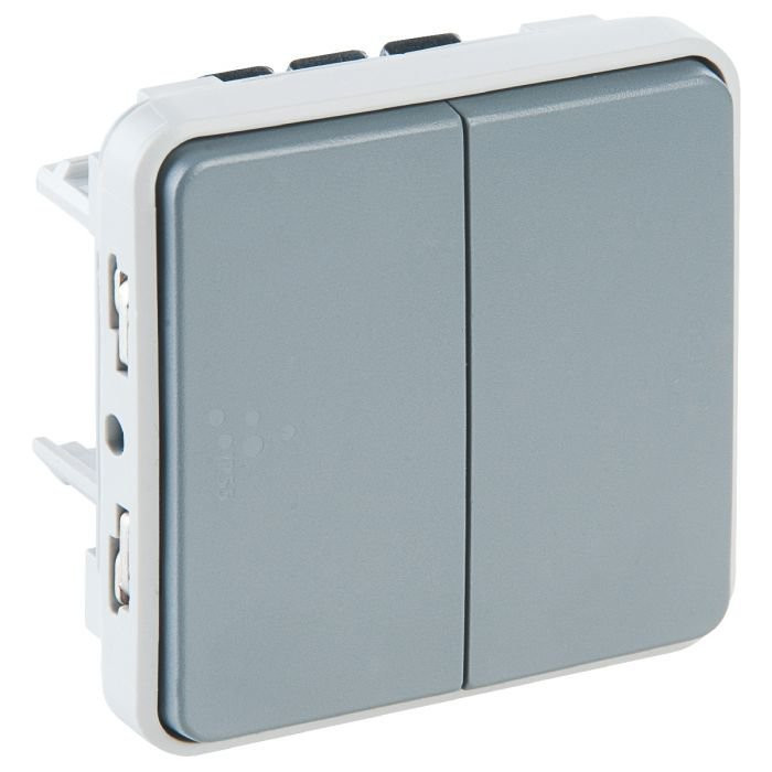 Double interrupteur ou va-et-vient composable IP55 – Gris – Plexo – 069525 – Legrand