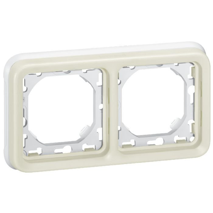 Support plaque 2 postes horizontaux composable – IP55 – Plexo – Blanc – 069694 – Legrand