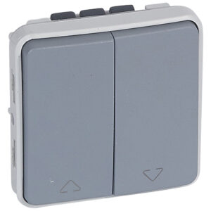 Double interrupteur pour volets roulants composable IP55 10AX 250V - Plexo - Gris - 069538 - Legrand