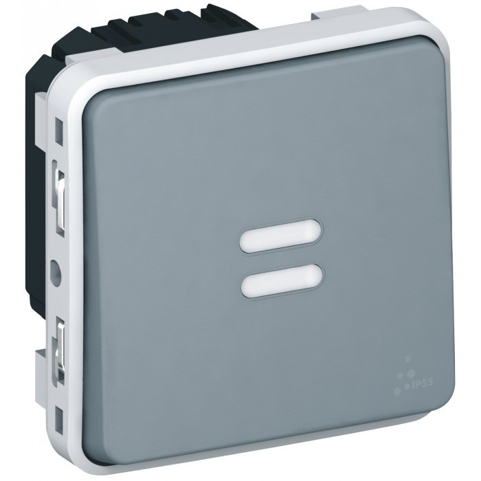 Interrupteur temporisé lumineux Plexo composable IP55  – Gris – 069504 – Legrand