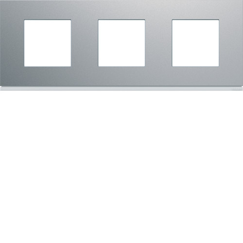 Plaque de finition 3 postes horizontal Gallery - Entraxe 71mm - Titane - WXP0113 - Hager