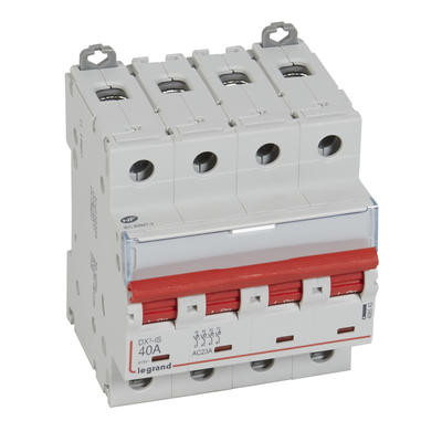 Interrupteur sectionneur Tétrapolaire DX-IS à déclenchement – 4P  400V – 40A – 4M – 406543 – Legrand