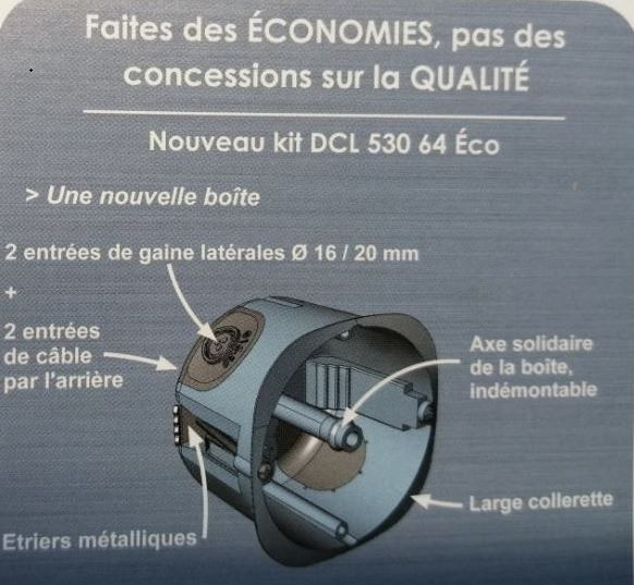 Boite DCL saillie avec adaptateurs + piton + fiche/douille E27 Eur'Ohm