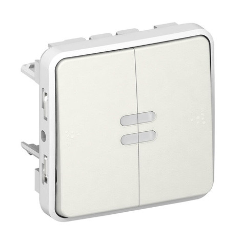 Double interrupteur ou va-et-vient lumineux étanche 10AX composable – IP55 – Plexo – Blanc – 069626 – Legrand