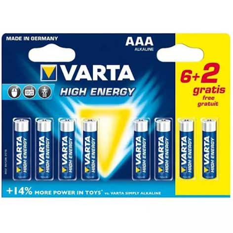 Pile alcaline LR03 (AAA) Longlife Power 1.5 V – Blister de 8 – 4903/8 – Varta