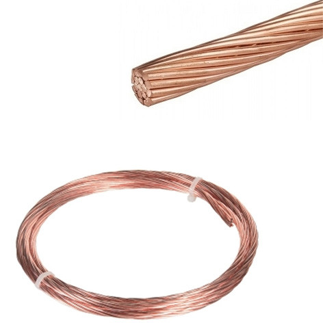 Câble , fil cuivre nu 25 mm² pour prise et mise à la terre 10 mètres