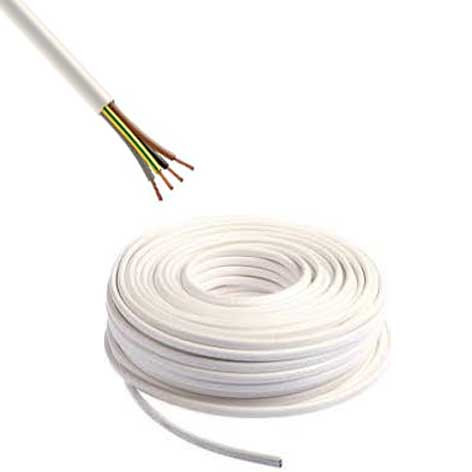 Câble électrique souple blanc - HO05VV-F 4G1,5mm2 - en couronne de 50 m