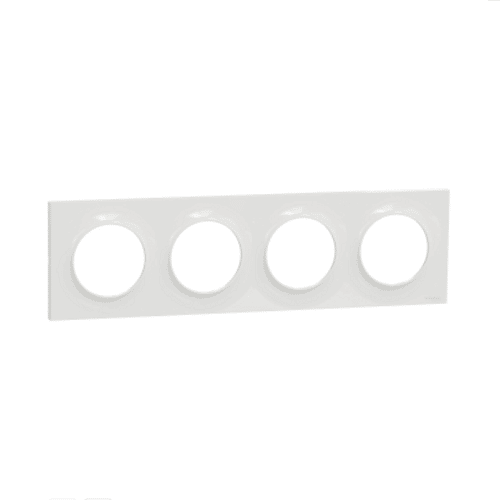Plaque de finition carrée – 4 Postes – Blanc – Odace Styl – S520708 – Schneider