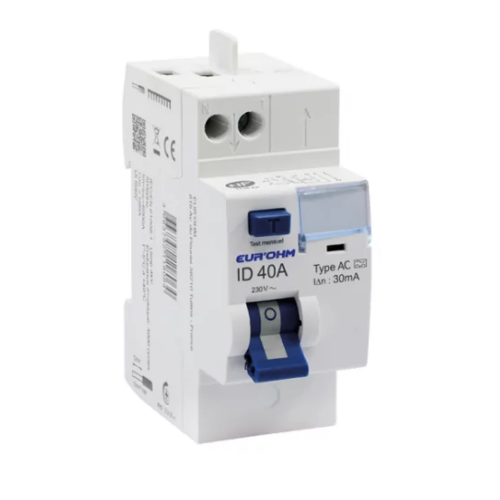 Interrupteur différentiel 40A - 1P+N - Type AC - Connexion automatique - 30mA - NF