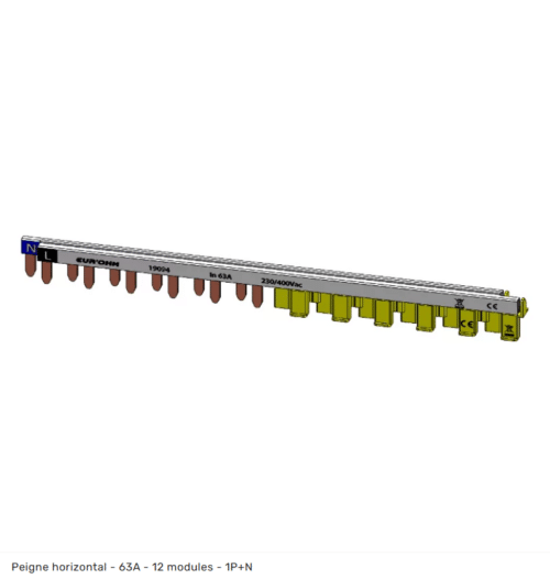 Peigne horizontal - 63A - 12 modules - 1P+N